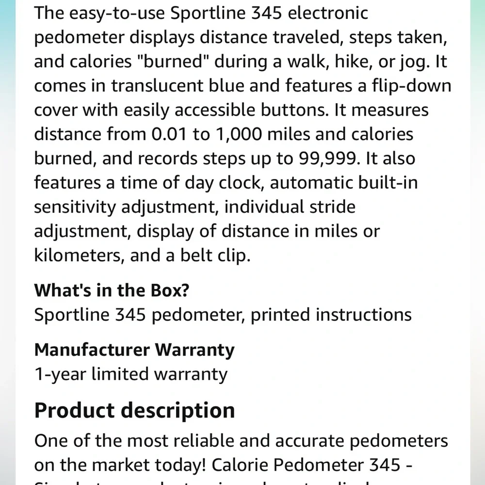 Sport line 345 scanning memory pedometer